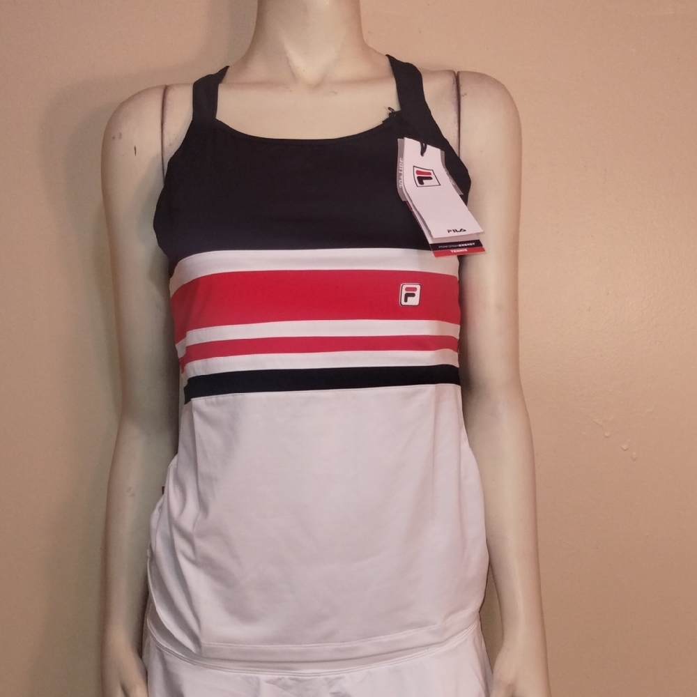 Fila Women's Tennis Top Black, Red, and White